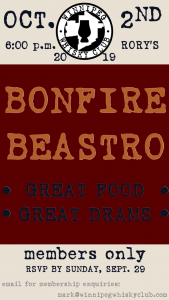 beastro whisky night tasting bonfire poster